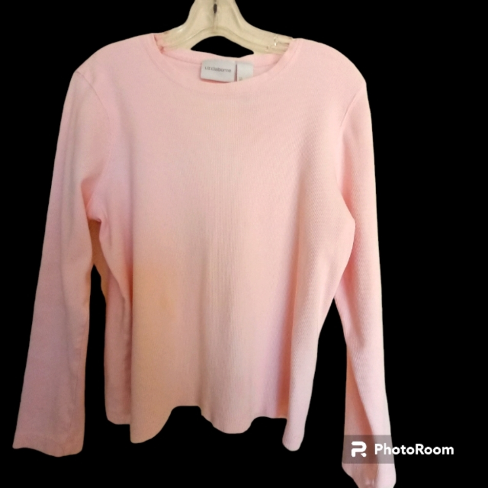 Women's Liz Claiborne long sleeve T-shirt size large pink cotton and spandex